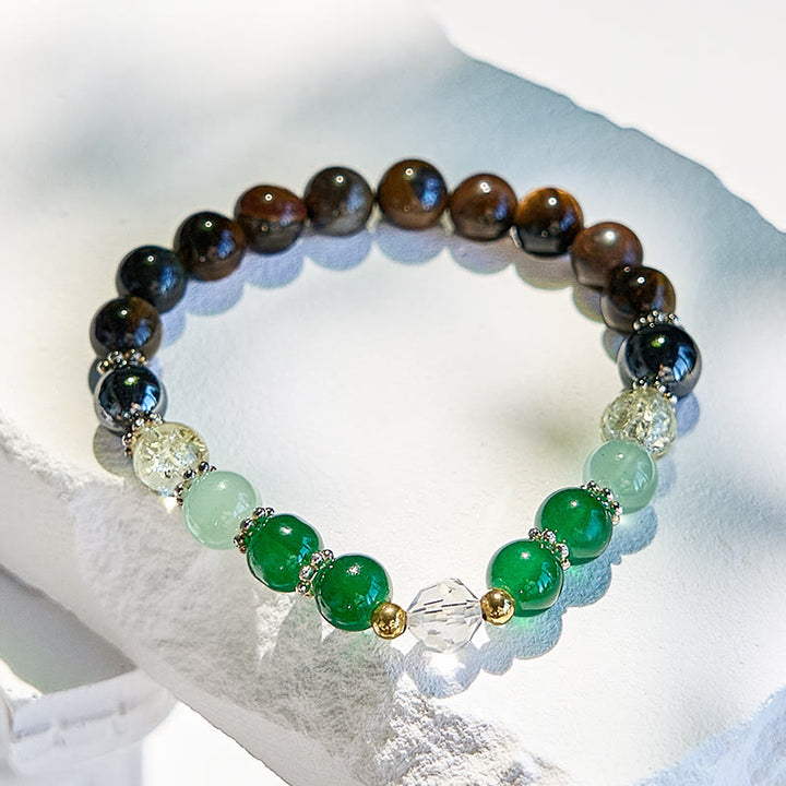 Olivenorma Hematite Tiger Eye Peridot Beaded Bracelet