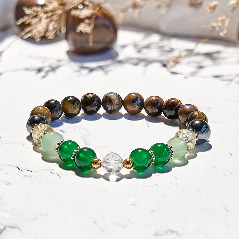 Olivenorma Hematite Tiger Eye Peridot Beaded Bracelet