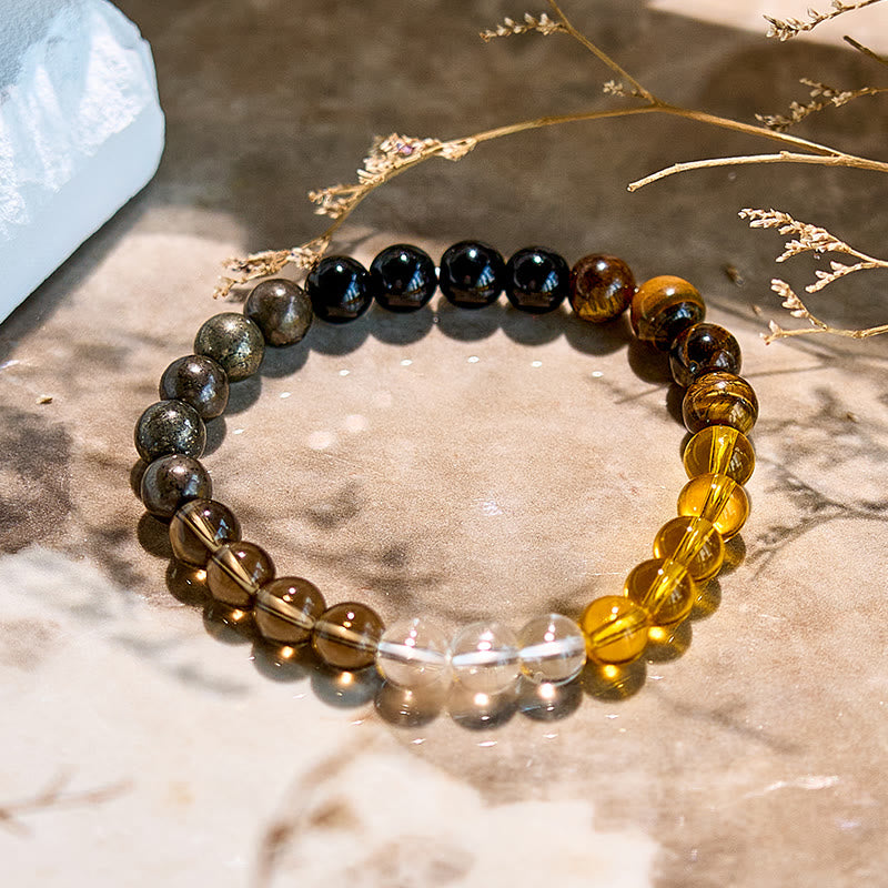 Olivenorma Tiger Eye Citrine Smoky Quartz Beaded Bracelet