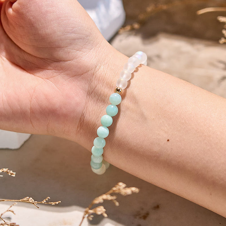 Olivenorma Natural Amazonite Moonstone Beaded Bracelet