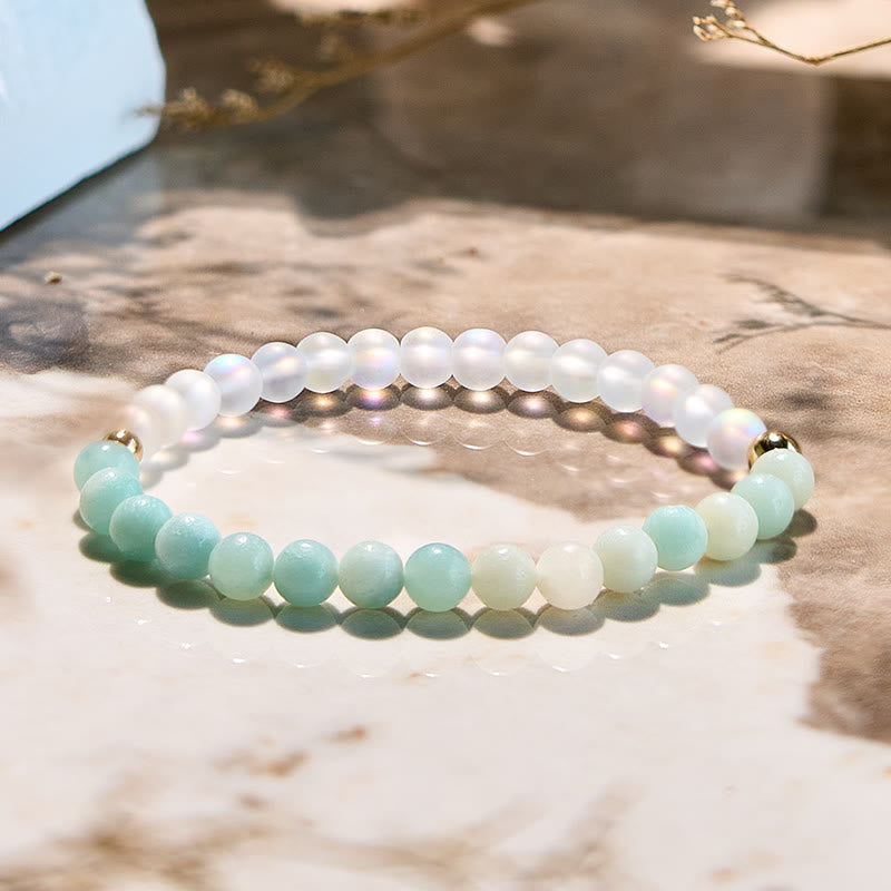 Olivenorma Natural Amazonite Moonstone Beaded Bracelet