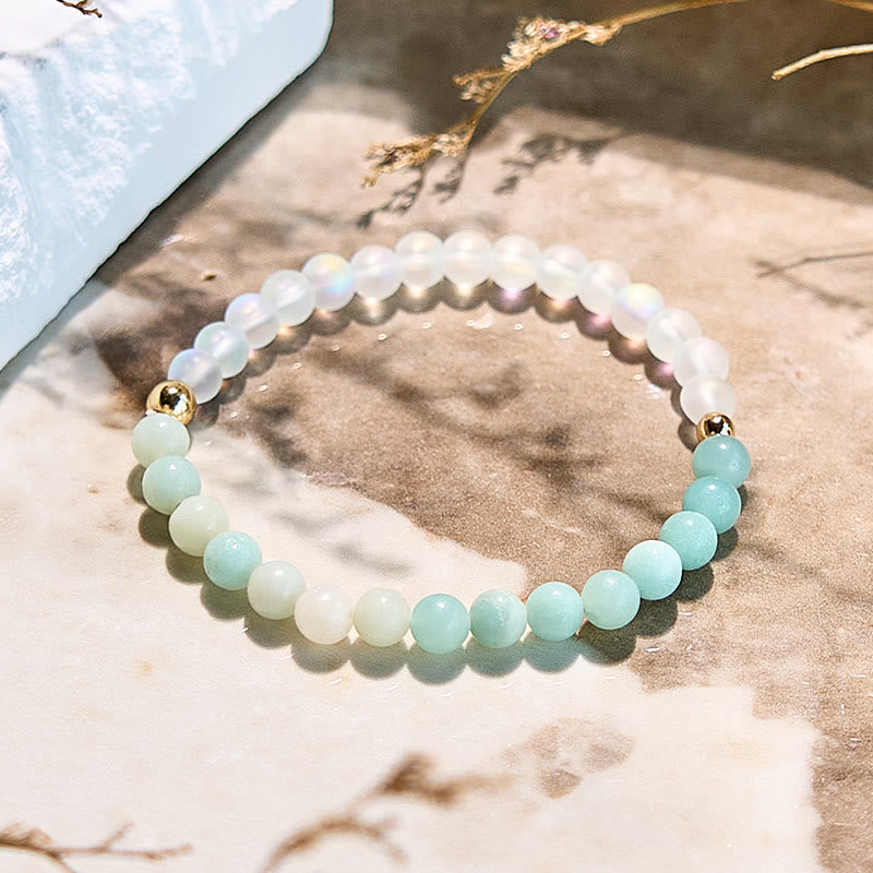 Olivenorma Natural Amazonite Moonstone Beaded Bracelet