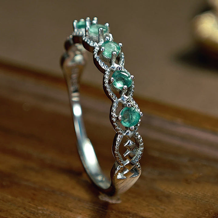 Olivenorma Natural Emerald Vintage Diamond Ring