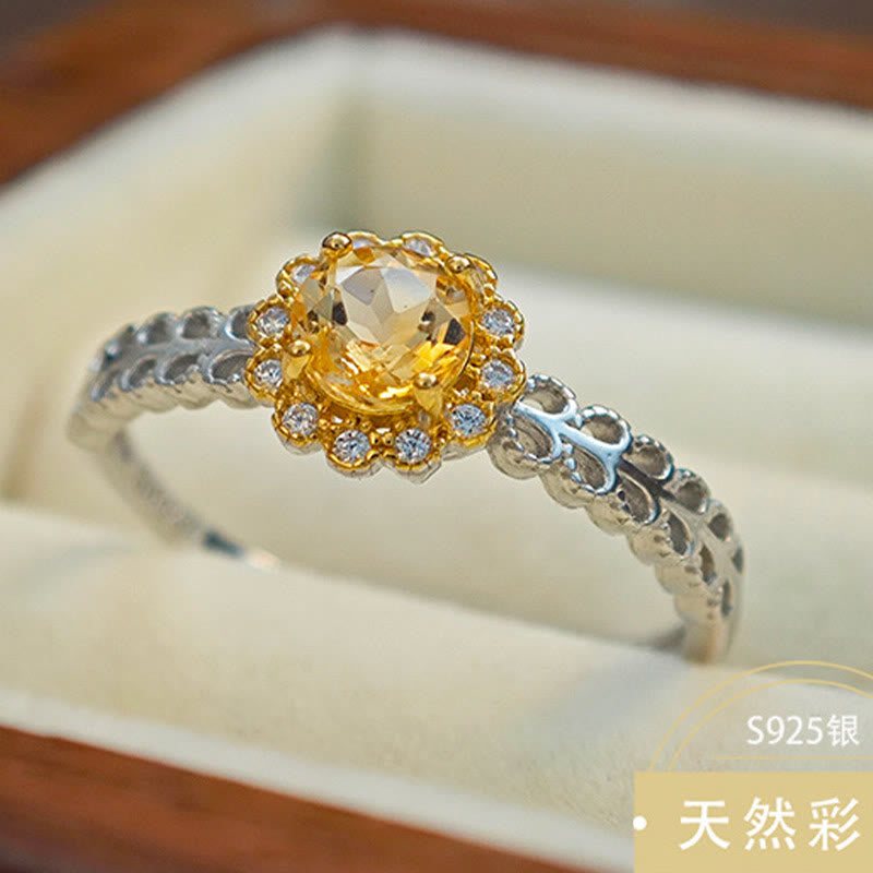 Olivenorma Natural Citrine Sunflower Ring