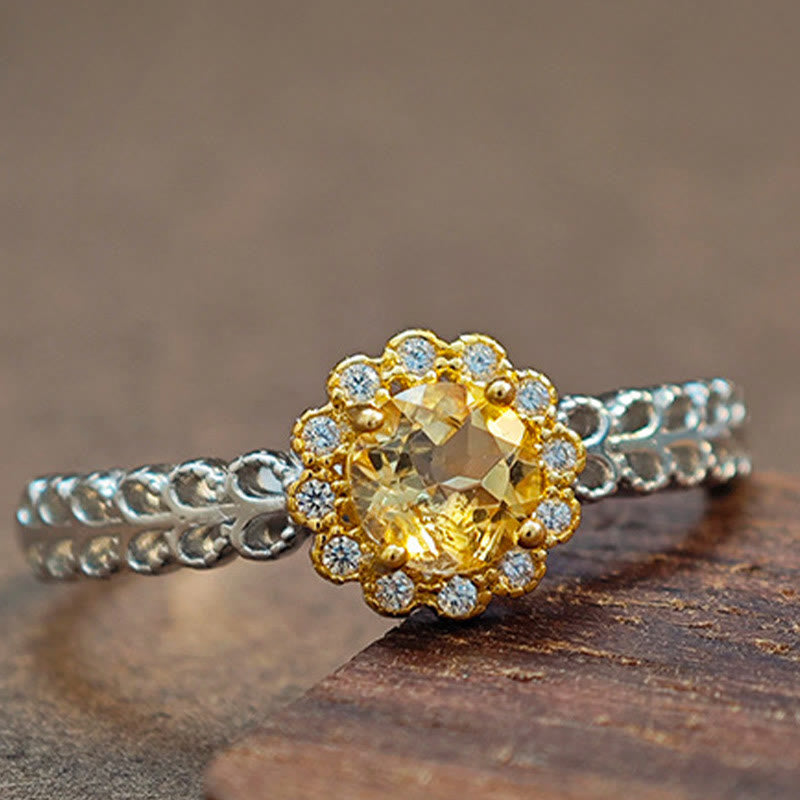 Olivenorma Natural Citrine Sunflower Ring