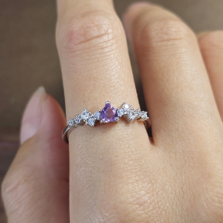 Olivenorma Natural Amethyst Heart Shape Ring