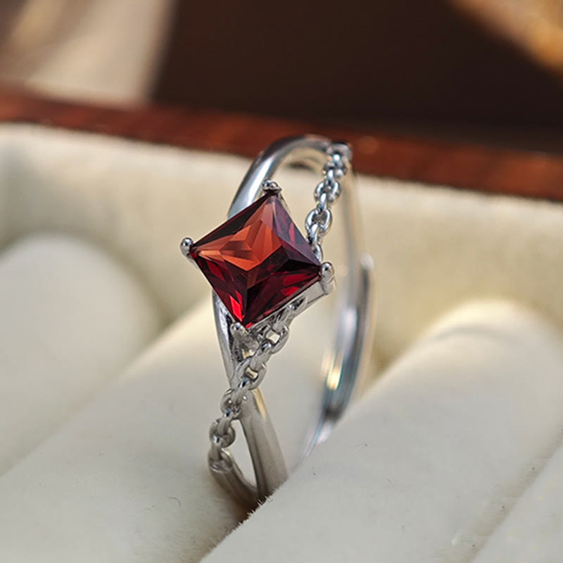 Olivenorma Diamond Cut Natural Garnet Ring