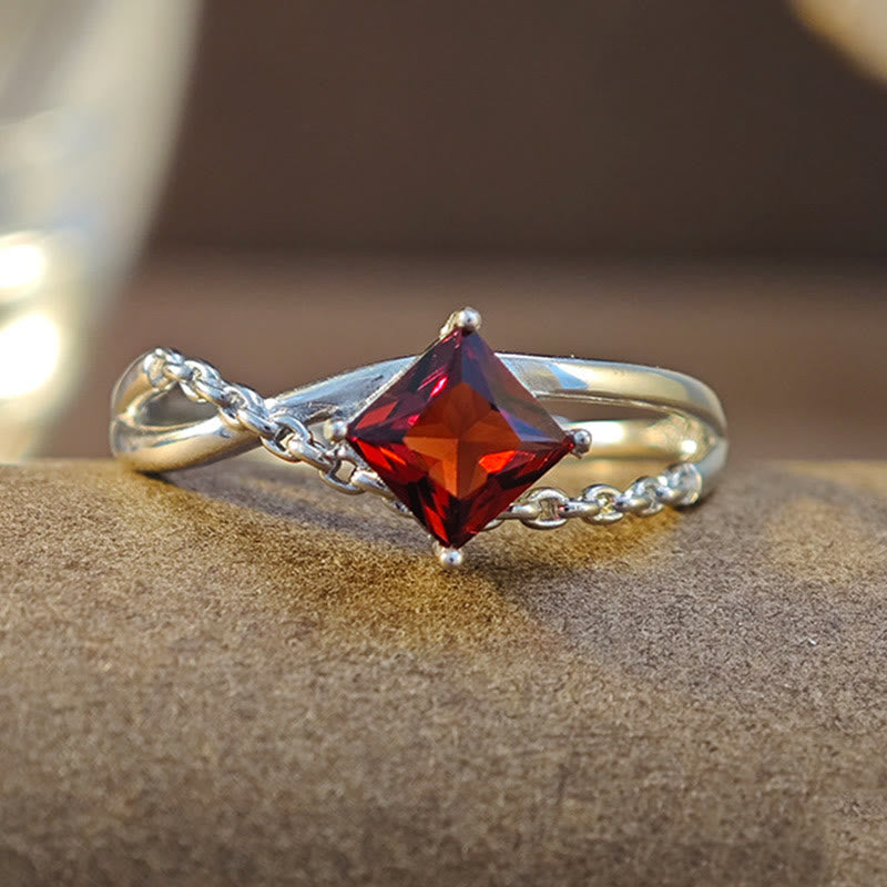 Olivenorma Diamond Cut Natural Garnet Ring - image 2