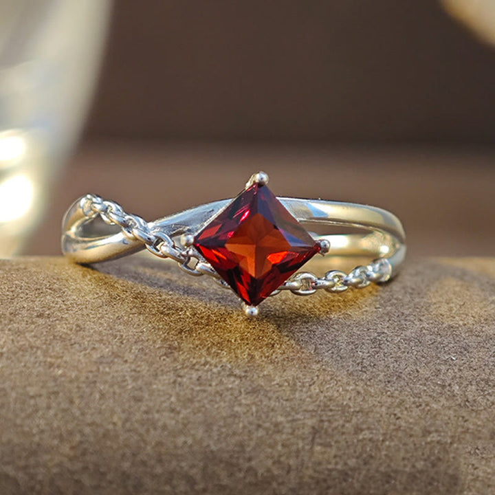 Olivenorma Diamond Cut Natural Garnet Ring - image 2