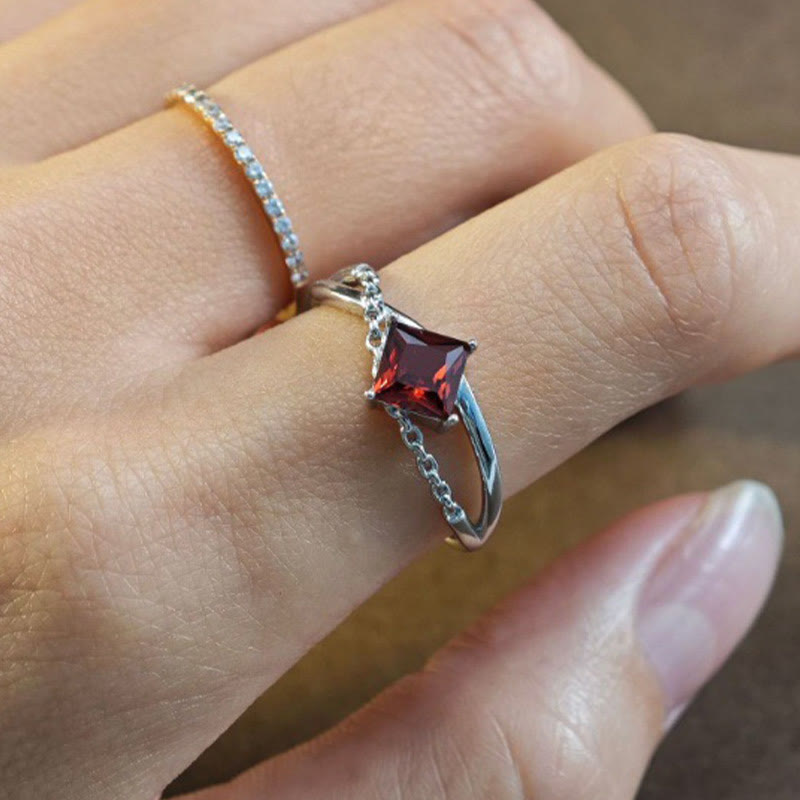 Olivenorma Diamond Cut Natural Garnet Ring - image 1