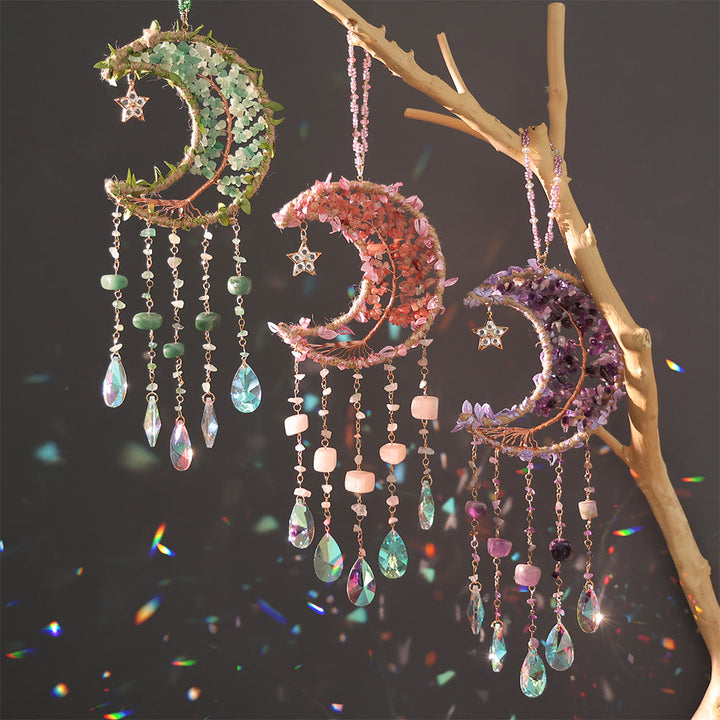 Olivenorma Natural Stone Moon Shape Mori Contact Wind Chime