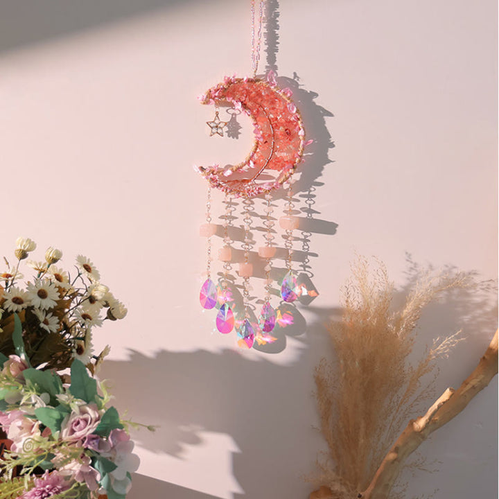 Olivenorma Natural Stone Moon Shape Mori Contact Wind Chime