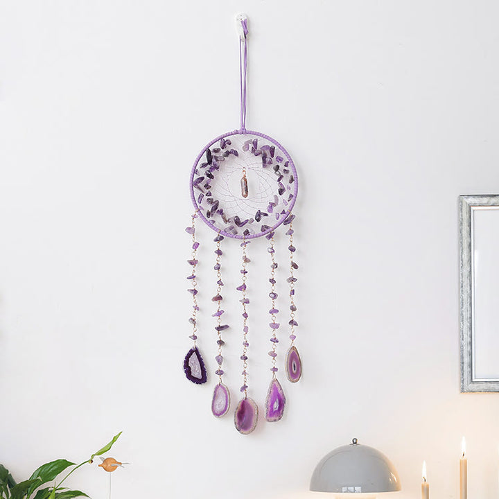 Olivenorma Natural Amethyst Purple Agate Pendant Wind Chime