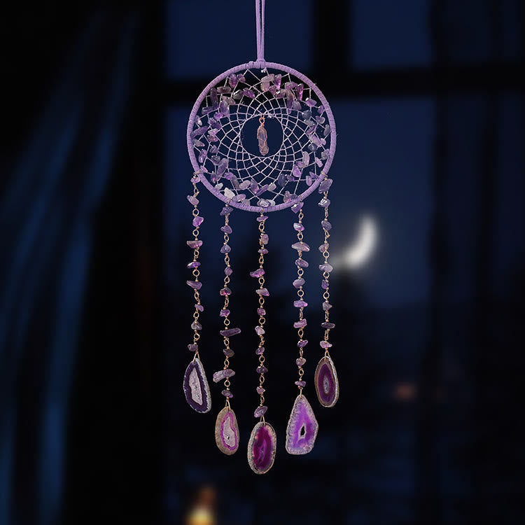 Olivenorma Natural Amethyst Purple Agate Pendant Wind Chime