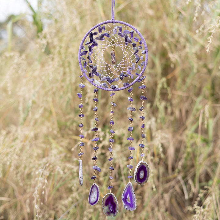 Olivenorma Natural Amethyst Purple Agate Pendant Wind Chime