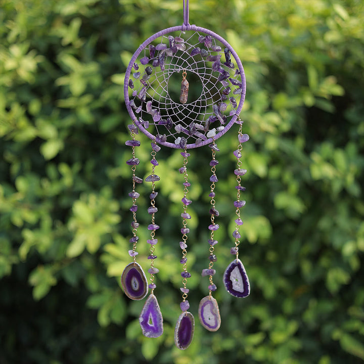 Olivenorma Natural Amethyst Purple Agate Pendant Wind Chime