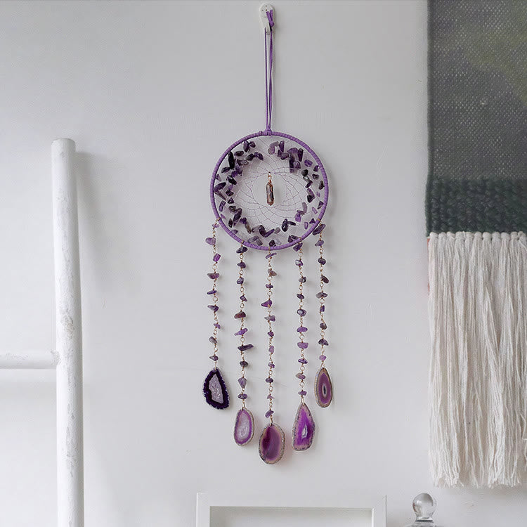 Olivenorma Natural Amethyst Purple Agate Pendant Wind Chime