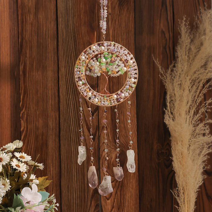 Olivenorma Freshwater Pearl Peridot Tree of Life Wind Chime