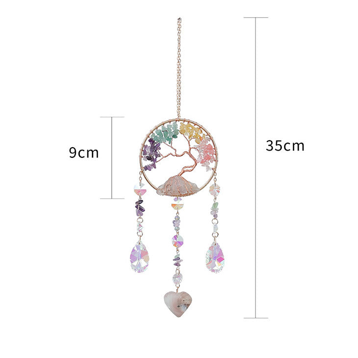 Olivenorma Four Natural Stones Tree Of Life Wind Chime