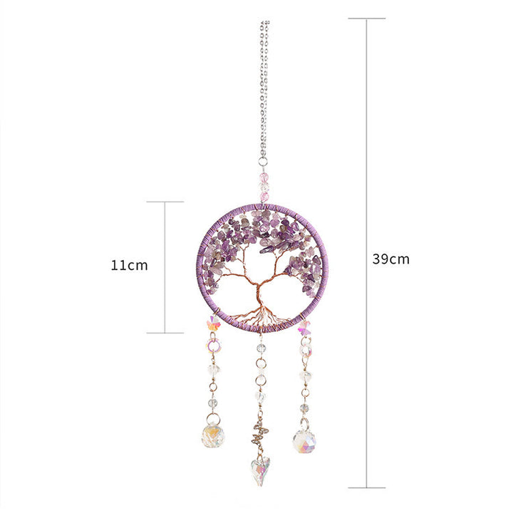 Olivenorma Amethyst Aquamarine Tourmaline Tree of Life Wind Chime