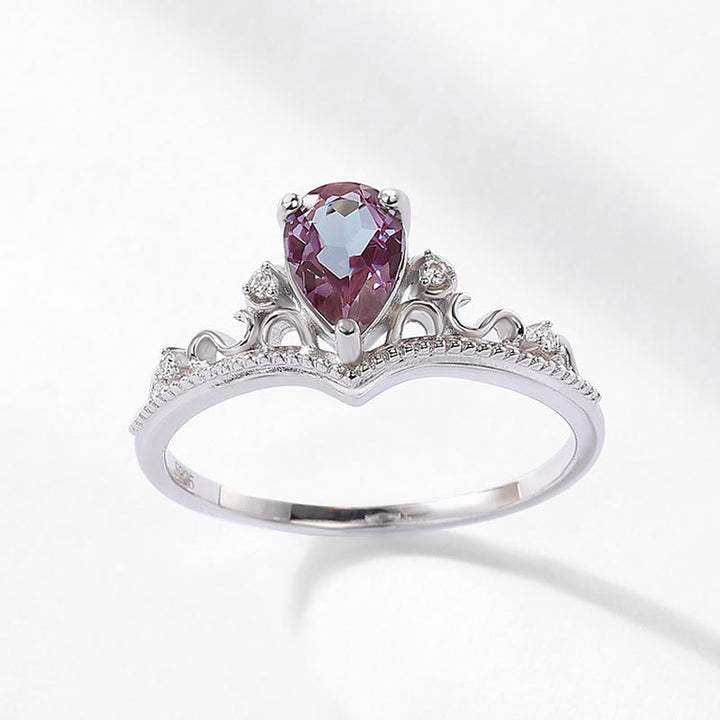 Olivenorma 2Pcs Natural Alexandrite Vintage Palace Ring Set