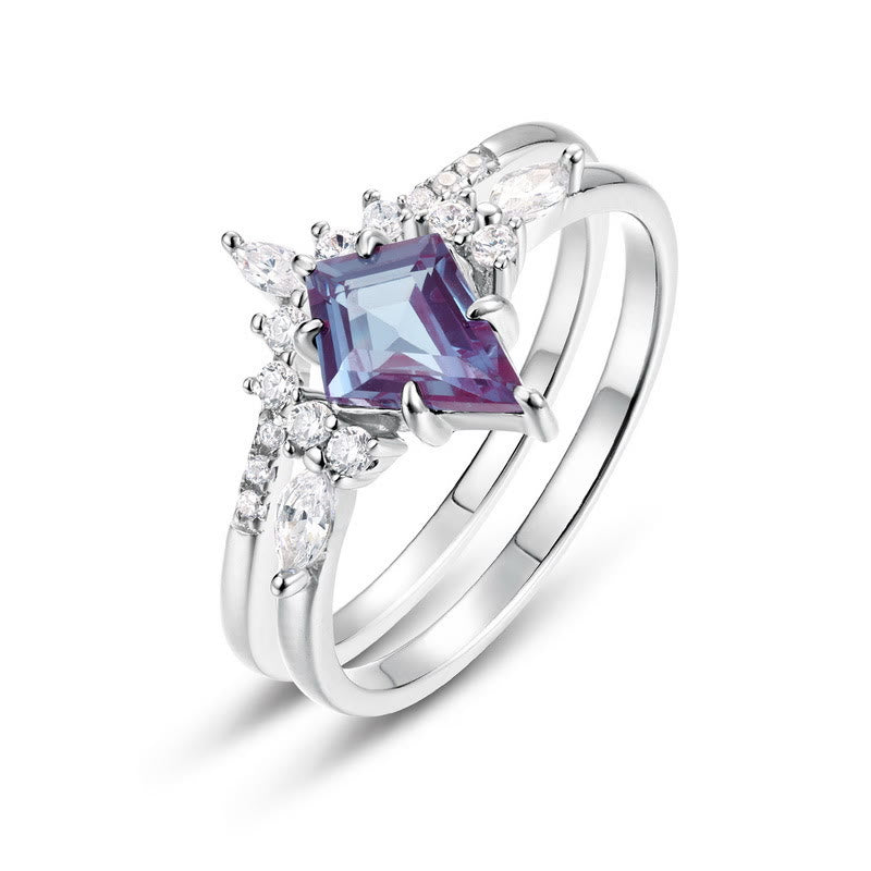 Olivenorma 2 Pcs Natural Alexandrite Ring Set