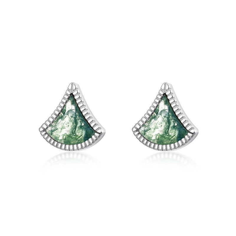 Olivenorma Ginkgo Leaf Shape Moss Agate Jewelry Set - Earrings - image 1