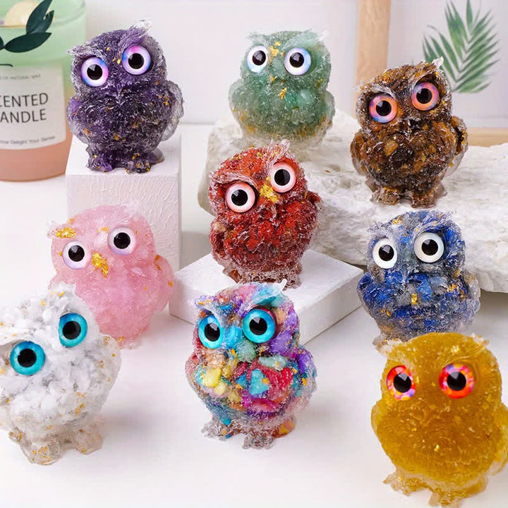 Olivenorma Natural Crystal Owl Gemstone Decoration