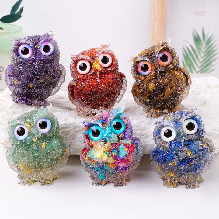 Olivenorma Natural Crystal Owl Gemstone Decoration