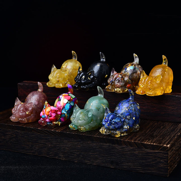 Olivenorma Playful Blessing Crystal Cat Figurine Gemstone Decoration - image 3