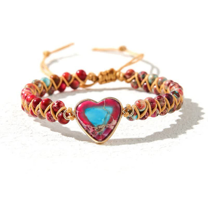 Olivenorma Heart Emperor Stone Natural Quartz Healing Braided Bracelet