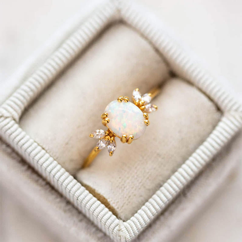 FREE Today: Oval Cut Blue Sandstone & Opal Zircon Leaf Ring - image 21