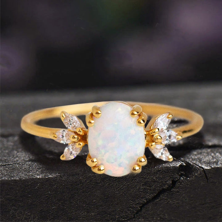 FREE Today: Oval Cut Blue Sandstone & Opal Zircon Leaf Ring - image 15