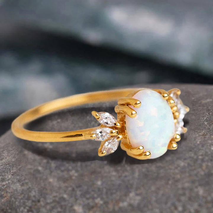 FREE Today: Oval Cut Blue Sandstone & Opal Zircon Leaf Ring - image 17