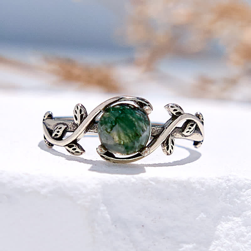 FREE Today: "Waterweed Dream" - S925 Silver Moss Agate Ring - Moss Agate - image 0