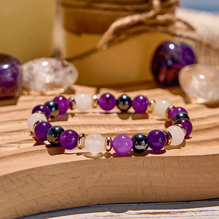 Olivenorma Amethyst Rose Quartz Hematite Beaded Bracelet