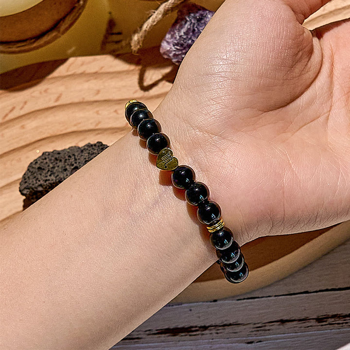 Olivenorma Natural Obsidian Zodiac Beaded Bracelet