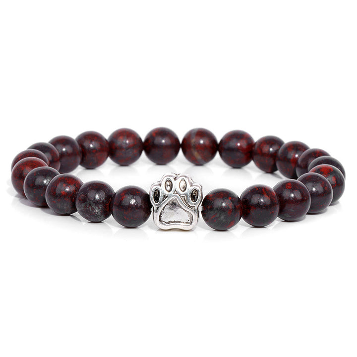 Olivenorma Natural Stone Beaded Dog Paw Pendant Bracelet