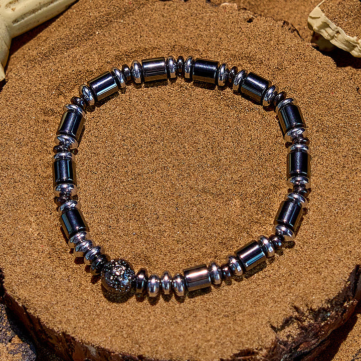 Olivenorma Electroplated Hematite Lava Stone Beaded Bracelet - image 3