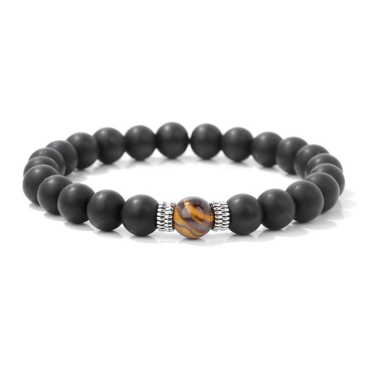 Olivenorma Natural Tiger Eye Black Beads Beaded Bracelet