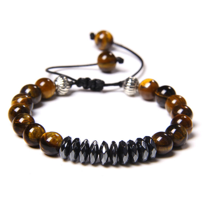 Olivenorma 8mm Tiger Eye Geometric Hematite Bead Bracelet