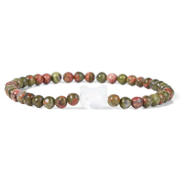 Olivenorma Nacre Kitten 4mm Natural Stone Beads Bracelet