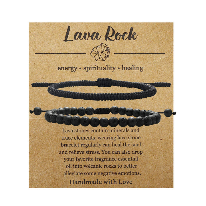 Olivenorma Natural Lava Stone Beads Braided Bracelet