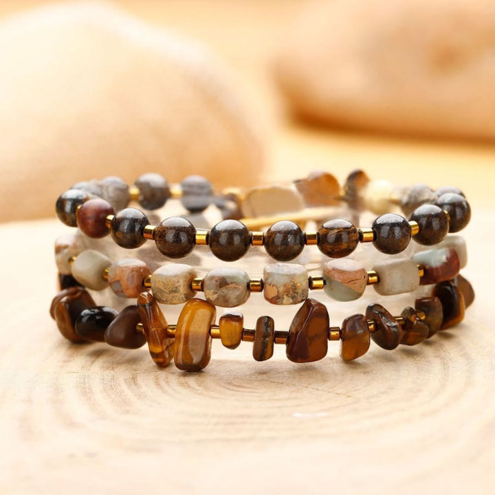 Olivenorma Agalmatolite Tiger Eye Beads Bracelet