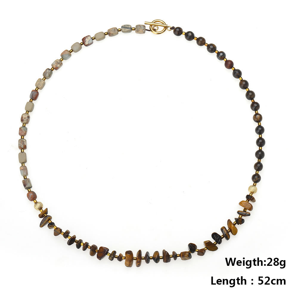 Olivenorma Agalmatolite Tiger Eye Beads Bracelet