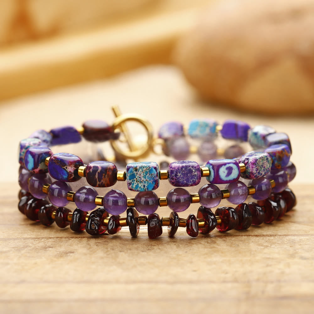 Olivenorma Amethyst Garnet Purple Emperor Stone Beads Bracelet