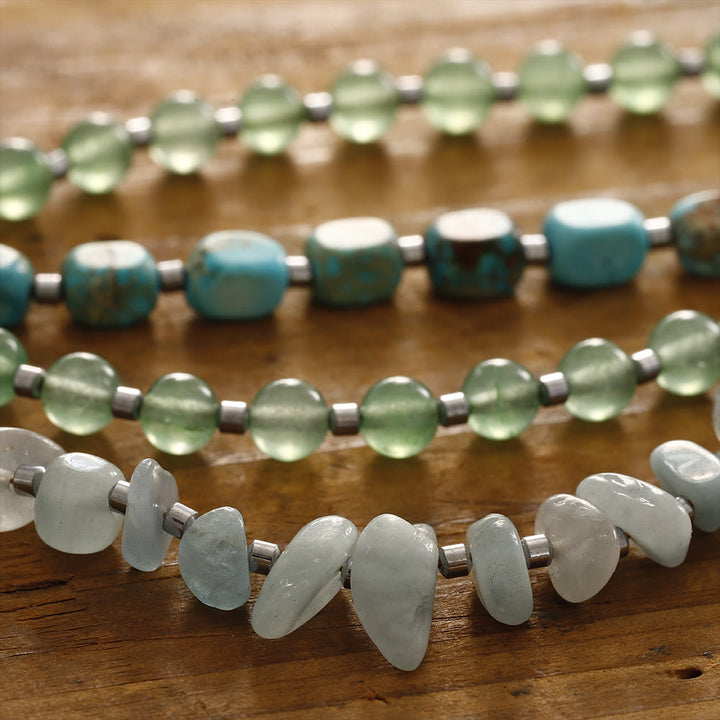 Olivenorma Aquamarine Emperor Stone Green Aventurine Beads Bracelet