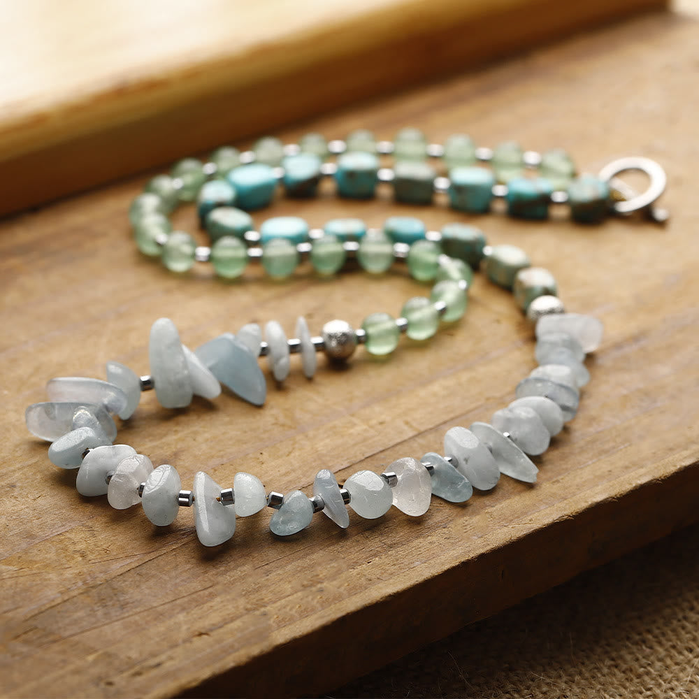 Olivenorma Aquamarine Emperor Stone Green Aventurine Beads Bracelet