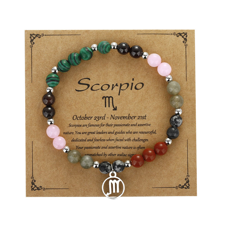 Olivenorma Natural Stone Beads Stainless Steel Zodiac Pandent Bracelet - Scorpio - image 10