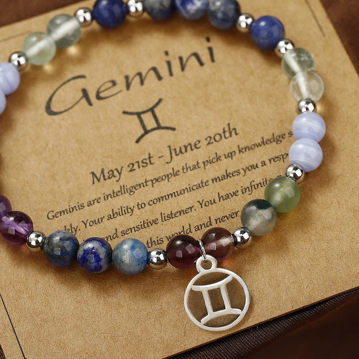 Olivenorma Natural Stone Beads Stainless Steel Zodiac Pandent Bracelet - image 17